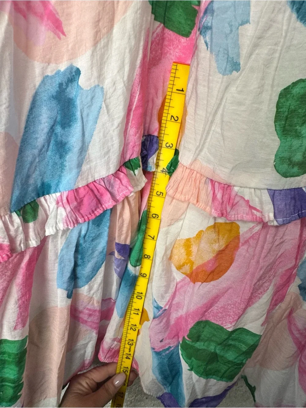 Blu Pepper‎ Pastel Watercolor Ruffle Strap Brush Stroke Ruffle Midi Sundress M